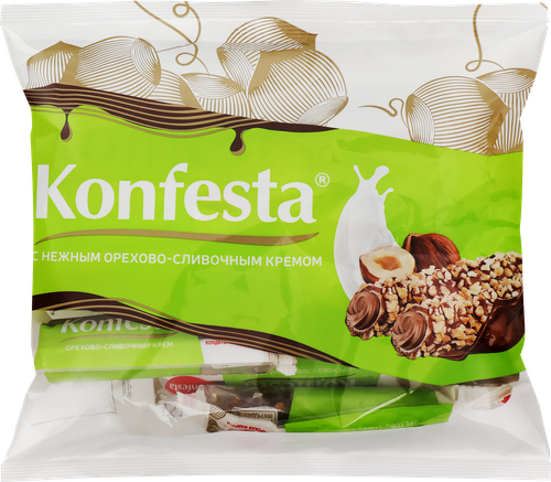 Конфеты KONFESTA с орехово-сливочной начинкой, глазированные, 180г, вид