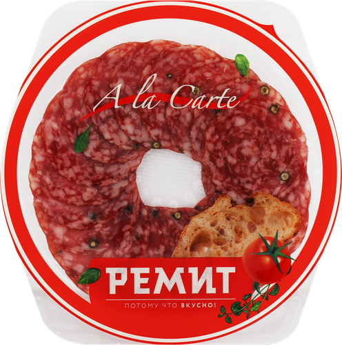 Колбаса сырокопченая РЕМИТ Salsa полусухая, нарезка, 80г, фото