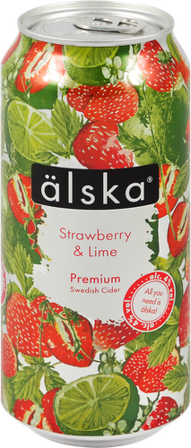 Сидр ALSKA фруктовый со вкусом клубники и лайма 4,0%, 0.44л, фото