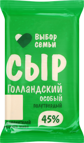 Сыр полутвердый ВЫБОР СЕМЬИ Голландский 45%, без змж, 300г, детальное фото