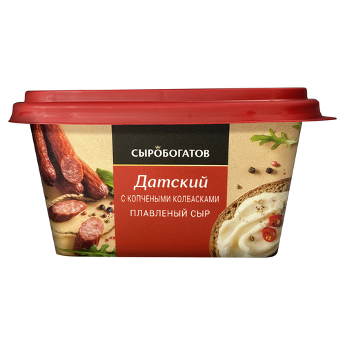 Сыр плавленый СЫРОБОГАТОВ Датский с копчеными колбасками 45%, без змж, 400г, детальное фото