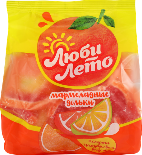 Мармелад желейный ЛЮБИ ЛЕТО Ассорти, дольки с цитрусовым вкусом, 250г, детальное фото