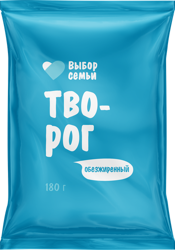 Творог ВЫБОР СЕМЬИ обезжиренный, без змж, 180г, крупный план