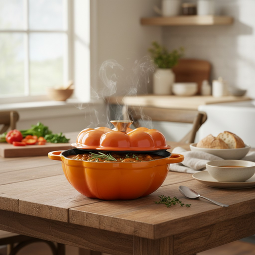 Кастрюля HOMECLUB Pumpkin, чугун, эмалированное покрытие, 1.7л, Арт. P-RL1, детальное фото