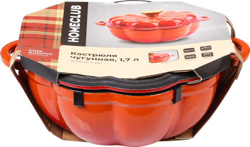 Кастрюля HOMECLUB Pumpkin, чугун, эмалированное покрытие, 1.7л, Арт. P-RL1, фото