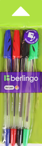 Набор шариковых ручек BERLINGO Tribase, 4 цвета, Арт. 355457, 4шт, изображение