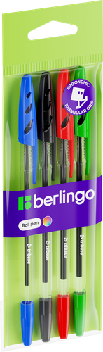 Набор шариковых ручек BERLINGO Tribase, 4 цвета, Арт. 355457, 4шт, детальное фото