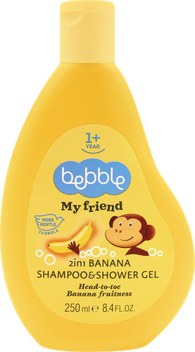 Шампунь и гель для душа детский BEBBLE My Friend 2в1 с ароматом банана, 250мл, картинка