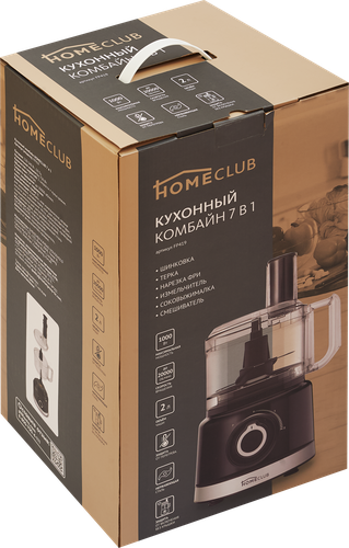 Кухонный комбайн HOMECLUB 7в1 (шинковка, терка, нарезка фри, измельчение, смешивание, соковыжималка), фотография