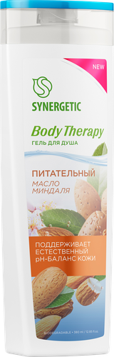 Гель для душа SYNERGETIC Body Therapy Масло миндаля, 380мл, крупный план