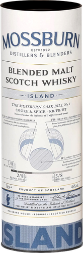 Виски MOSSBURN BLENDED Молт Скотч Виски Айлэнд Шотландский солодовый 3 года 46%, п/у, 0.7л, крупный план