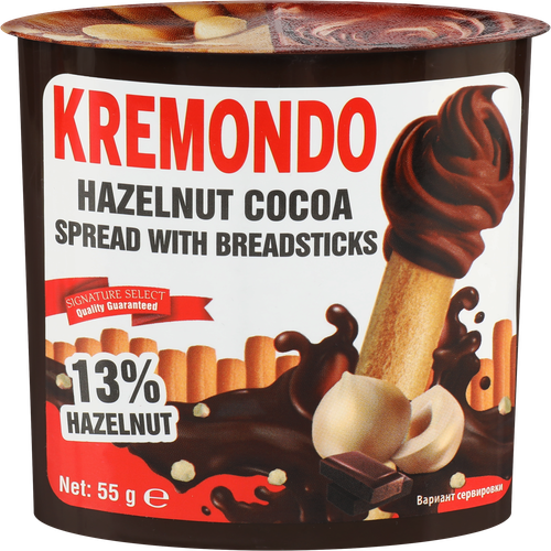 Паста ореховая KREMONDO с хлебными палочками, 55г, картинка