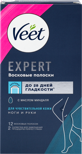 Восковые полоски VEET Expert для чувствительной кожи, 12шт, изображение