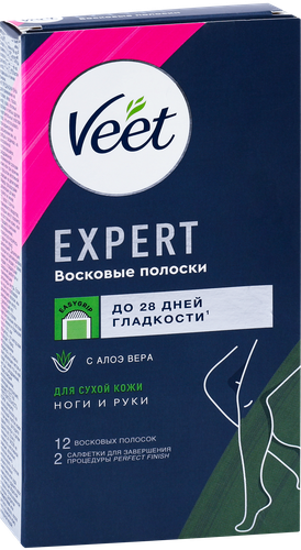 Восковые полоски VEET Expert для сухой кожи, 12шт, картинка