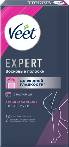 Восковые полоски VEET Expert для нормальной кожи, 12шт, изображение