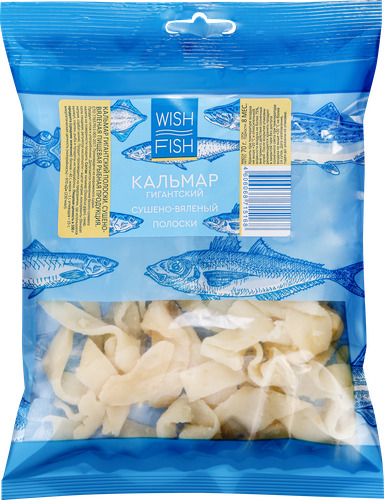 Кальмар сушено-вяленый WISH FISH полоски, 70г, фотография