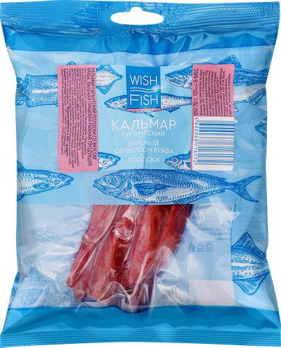 Кальмар WISH FISH со вкусом краба, полоски, 70г, картинка