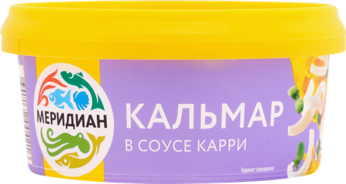 Кальмар МЕРИДИАН в соусе карри, соломка, 180г, фото