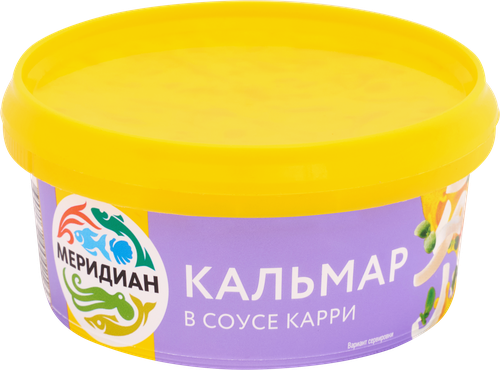 Кальмар МЕРИДИАН в соусе карри, соломка, 180г, фотография