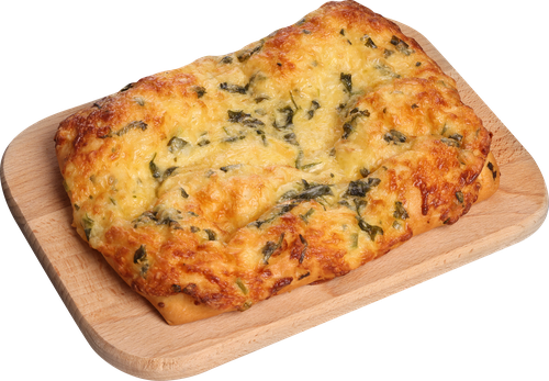 Лепешка сырная с зеленью и чесноком, 150г, крупный план