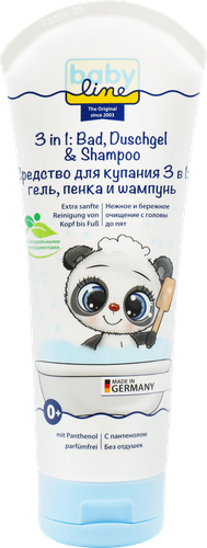 Шампунь, гель, пенка для купания BABY LINE 3в1, 200мл, крупный план
