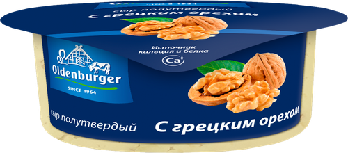 Сыр OLDENBURGER с грецким орехом 45%, без змж, 350г, крупный план