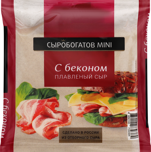 Сыр плавленый СЫРОБОГАТОВ Mini с беконом 45%, без змж, 112г, детальное фото