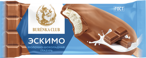 Мороженое BURЁNKA CLUB Пломбир в молочно-шоколадной глазури 15%, без змж, эскимо, 70г, изображение