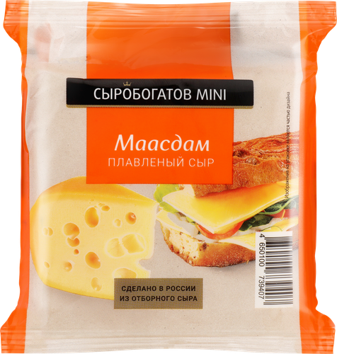 Сыр плавленый СЫРОБОГАТОВ Mini Маасдам 45%, без змж, 112г, фото