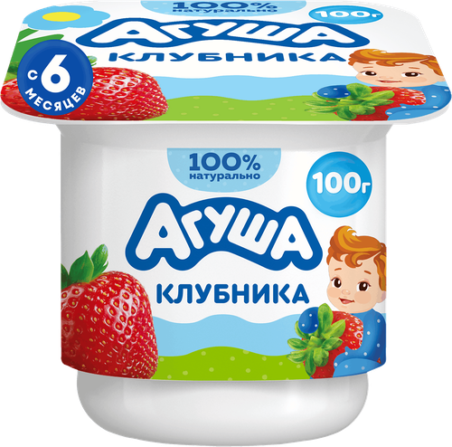 Творог детский АГУША фруктовый с клубникой 3,9%, с 6 месяцев, без змж, 100г, изображение