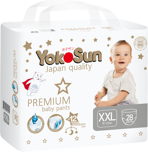 Подгузники-трусики YOKOSUN Premium XXL 15-23кг, 28шт, крупный план