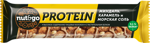 Батончик NUT&GO Protein, миндаль, карамель и морская соль, 40г, изображение