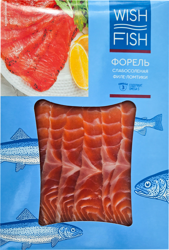 Форель слабосоленая WISH FISH филе-ломтики, 100г, фотография