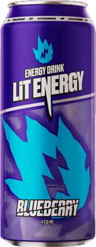 Напиток энергетический LIT ENERGY Blueberry со вкусом черники газированный, 0.45л, крупный план