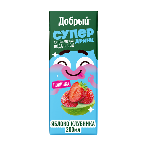 Напиток сокосодержащий ДОБРЫЙ Active kid Яблоко, клубника, 0.2л, картинка