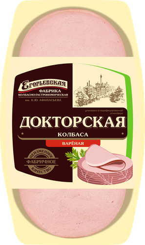 Колбаса вареная КФ ЕГОРЬЕВСКАЯ Докторская, категория А, нарезка, 200г, изображение