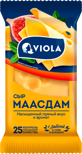 Сыр полутвердый VIOLA Маасдам 45%, без змж, 180г, вид
