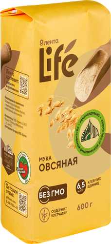 Мука овсяная ЛЕНТА LIFE, 600г, крупный план