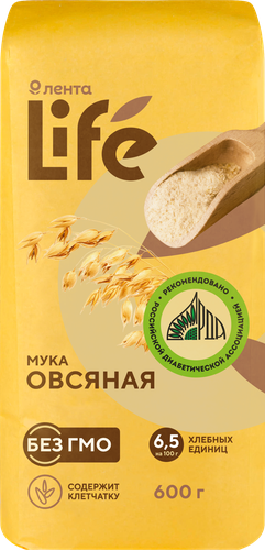 Мука овсяная ЛЕНТА LIFE, 600г, детальное фото