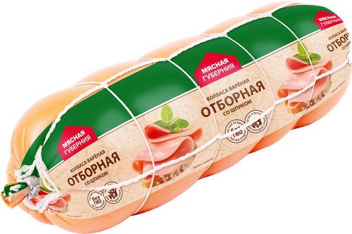 Колбаса вареная МЯСНАЯ ГУБЕРНИЯ Отборная со шпиком, весовая, детальное фото