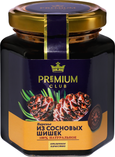Варенье PREMIUM CLUB из сосновых шишек, 240г, крупный план