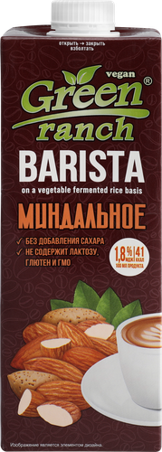 Напиток растительный GREEN RANCH Barista Миндальный 1,8%, 1000мл, изображение