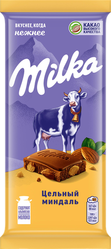 Шоколад молочный MILKA с цельным миндалем, 80г, картинка
