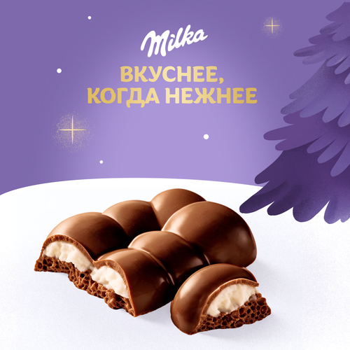 Шоколад молочный MILKA Bubbles Пористый c кокосовой начинкой, 87г, изображение