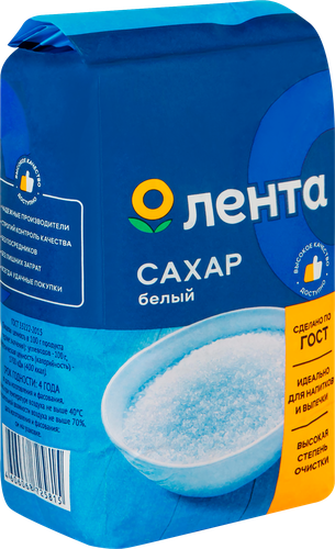 Сахар ЛЕНТА белый, ГОСТ, 1кг, крупный план