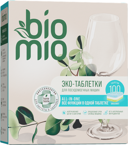 Таблетки для посудомоечной машины BIOMIO Bio-tabs Multi Эвкалипт, 100шт, фото