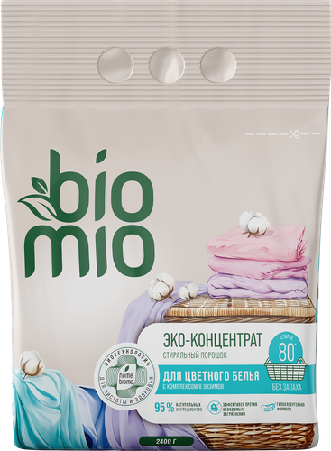 Стиральный порошок BIOMIO Bio-universal Colors&Whites Универсальный, концентрат, 2,4кг, детальное фото