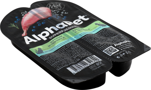 Корм влажный для кошек ALPHAPET Superpemium Кролик и черника мясные кусочки в соусе, с чувствительным пищеварением, 80г, крупный план