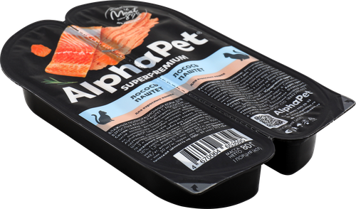 Корм влажный для кошек ALPHAPET Superpemium паштет с лососем, 80г, фотография