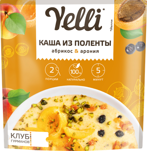Каша из поленты YELLI Абрикос-арония, 60г, картинка